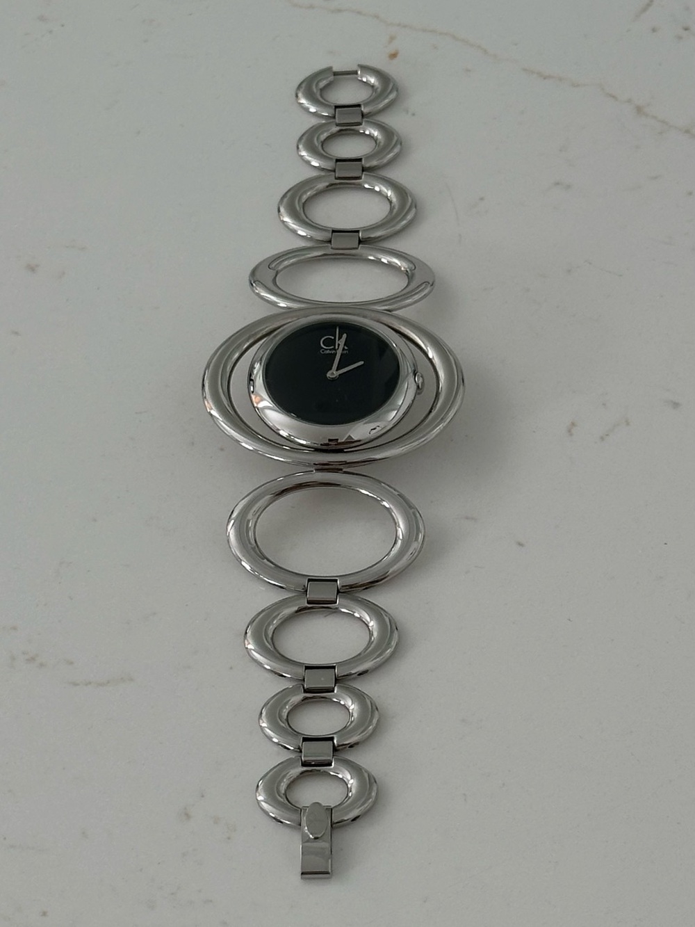 Calvin Klein Silver Bracelet Watch with Black Dial